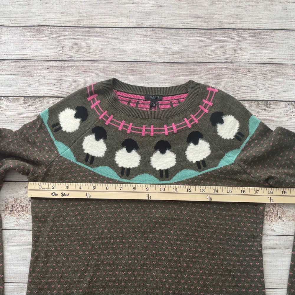 Talbots Sheep Yoke Raglan Crew Neck Pullover Sweater Size Small Petite Winter - Picture 8 of 11